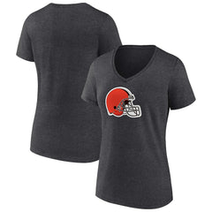 Cleveland Browns Women's Primary Team Logo V-Neck T-Shirt Charcoal