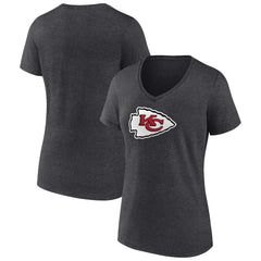 Kansas City Chiefs Women's Primary Team Logo V-Neck T-Shirt Charcoal