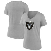 Las Vegas Raiders Women's Primary Team Logo V-Neck T-Shirt Heather Gray