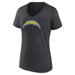 Los Angeles Chargers Women's Primary Team Logo V-Neck T-Shirt Charcoal