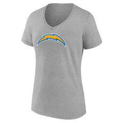 Los Angeles Chargers Women's Primary Team Logo V-Neck T-Shirt Heather Gray