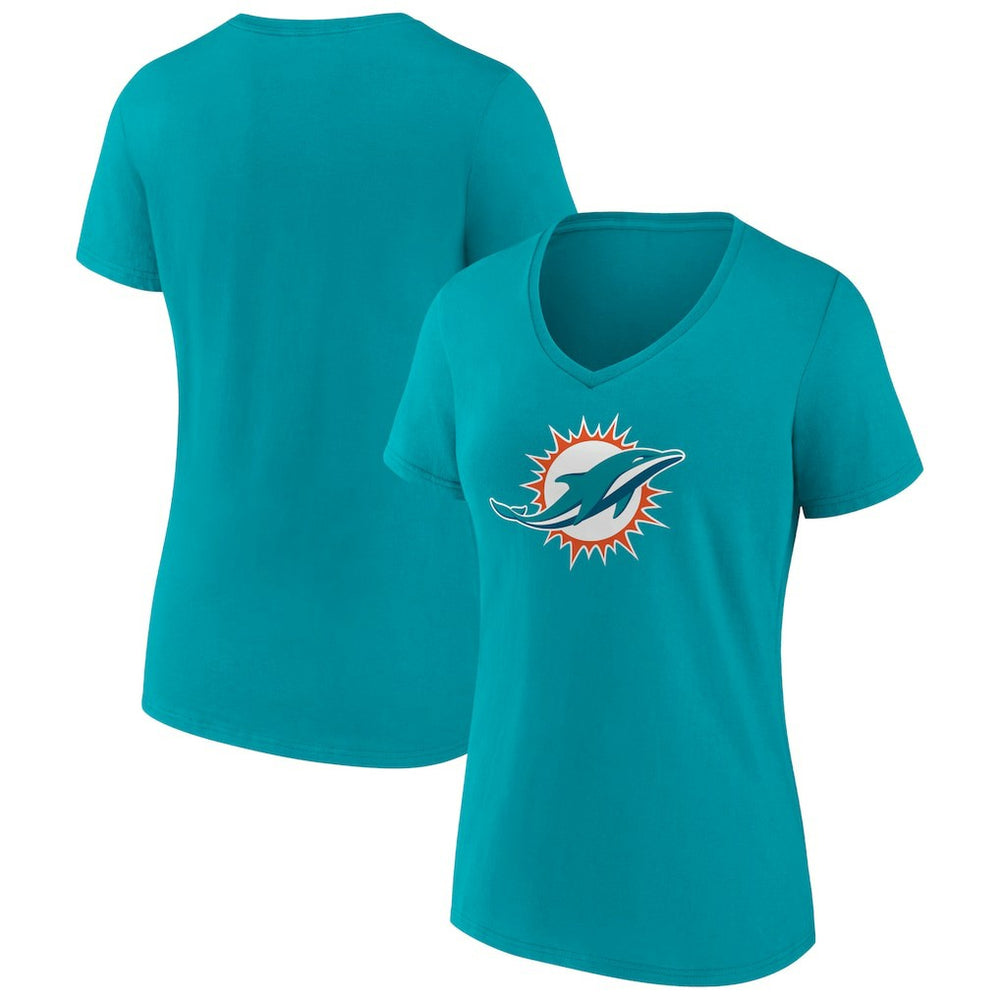 Miami Dolphins Women's Primary Team Logo V-Neck T-Shirt Aqua