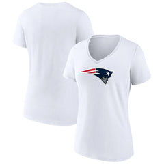 New England Patriots Women's Primary Team Logo V-Neck T-Shirt White