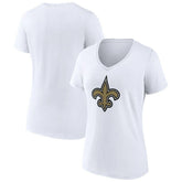 New Orleans Saints Women's Primary Team Logo V-Neck T-Shirt White