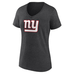 New York Giants Women's Primary Team Logo V-Neck T-Shirt Charcoal