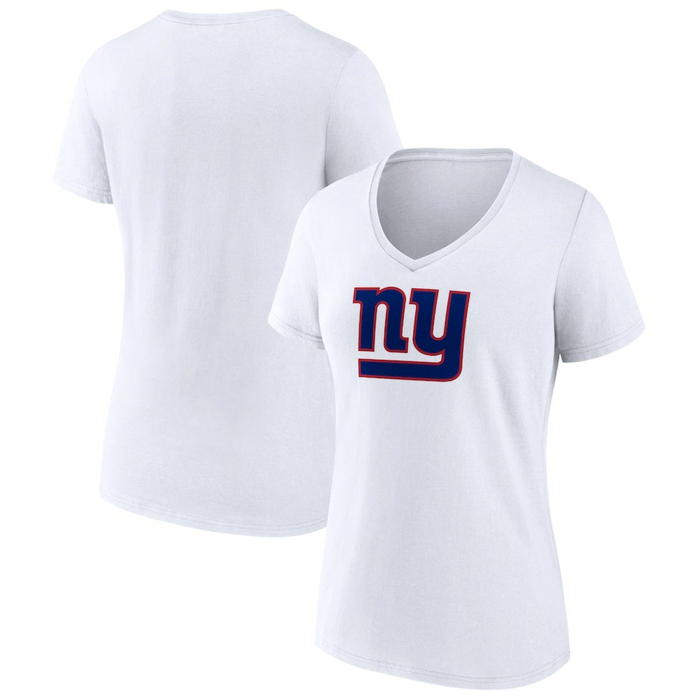 New York Giants Women's Primary Team Logo V-Neck T-Shirt White