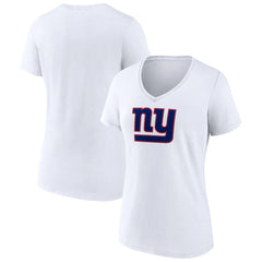 New York Giants Women's Primary Team Logo V-Neck T-Shirt White