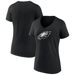 Philadelphia Eagles Women's Primary Team Logo V-Neck T-Shirt Black