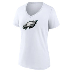 Philadelphia Eagles Women's Primary Team Logo V-Neck T-Shirt White
