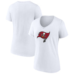 Tampa Bay Buccaneers Women's Primary Team Logo V-Neck T-Shirt White