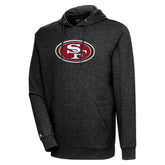 San Francisco 49ers Antigua Action Chenille Pullover Hoodie Heathered Black
