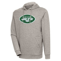 New York Jets Antigua Action Chenille Pullover Hoodie Oatmeal