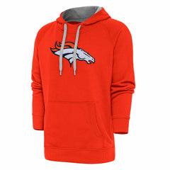 Denver Broncos Antigua Victory Chenille Pullover Hoodie Orange