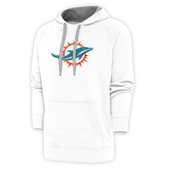 Miami Dolphins Antigua Victory Chenille Pullover Hoodie White
