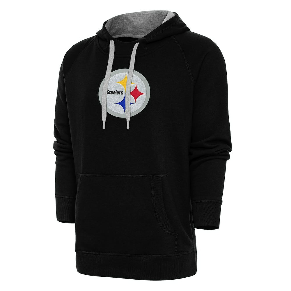 Pittsburgh Steelers Antigua Victory Chenille Pullover Hoodie Black