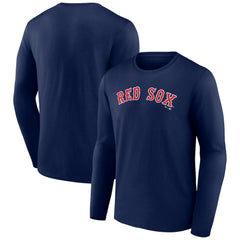 Boston Red Sox Wordmark Long Sleeve T-Shirt - Navy - MLB Lifestyle