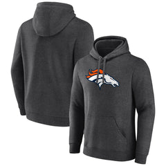 Denver Broncos Primary Team Logo Fitted Pullover Hoodie Charcoal