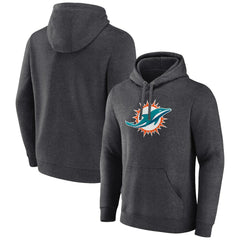 Miami Dolphins Primary Team Logo Fitted Pullover Hoodie Charcoal