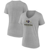 Baltimore Ravens Women's Logo Team Lockup V-Neck T-Shirt Gray