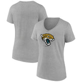 Jacksonville Jaguars Women's Logo Team Lockup V-Neck T-Shirt Gray