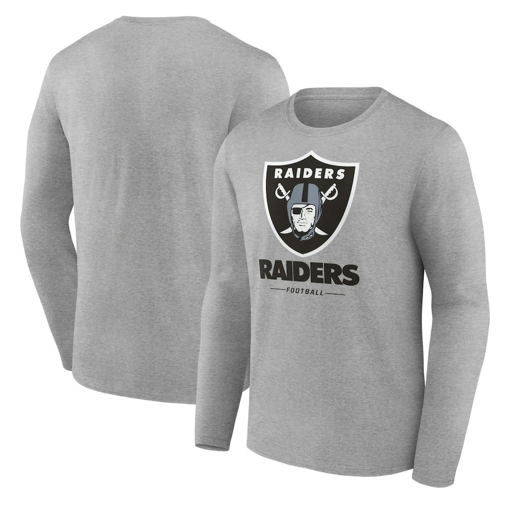 Las Vegas Raiders Logo Team Lockup Long Sleeve T-Shirt Gray