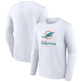 Miami Dolphins Logo Team Lockup Long Sleeve T-Shirt White