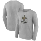 New Orleans Saints Logo Team Lockup Long Sleeve T-Shirt Gray