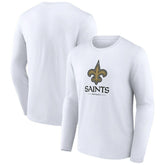 New Orleans Saints Logo Team Lockup Long Sleeve T-Shirt White
