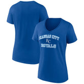 Kansas City Royals Women's Heart and Soul V-Neck T-Shirt - Royal - MLB Discount