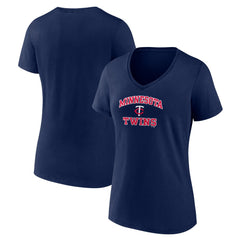 Minnesota Twins Women's Heart and Soul V-Neck T-Shirt - Navy - MLB Sale