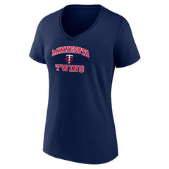 Minnesota Twins Women's Heart and Soul V-Neck T-Shirt - Navy - MLB Sale