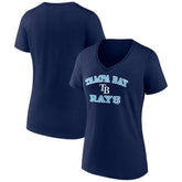 Tampa Bay Rays Women's Heart and Soul V-Neck T-Shirt - Navy - MLB Online