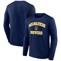 Milwaukee Brewers Heart and Soul Long Sleeve T-Shirt - Navy - MLB Lifestyle