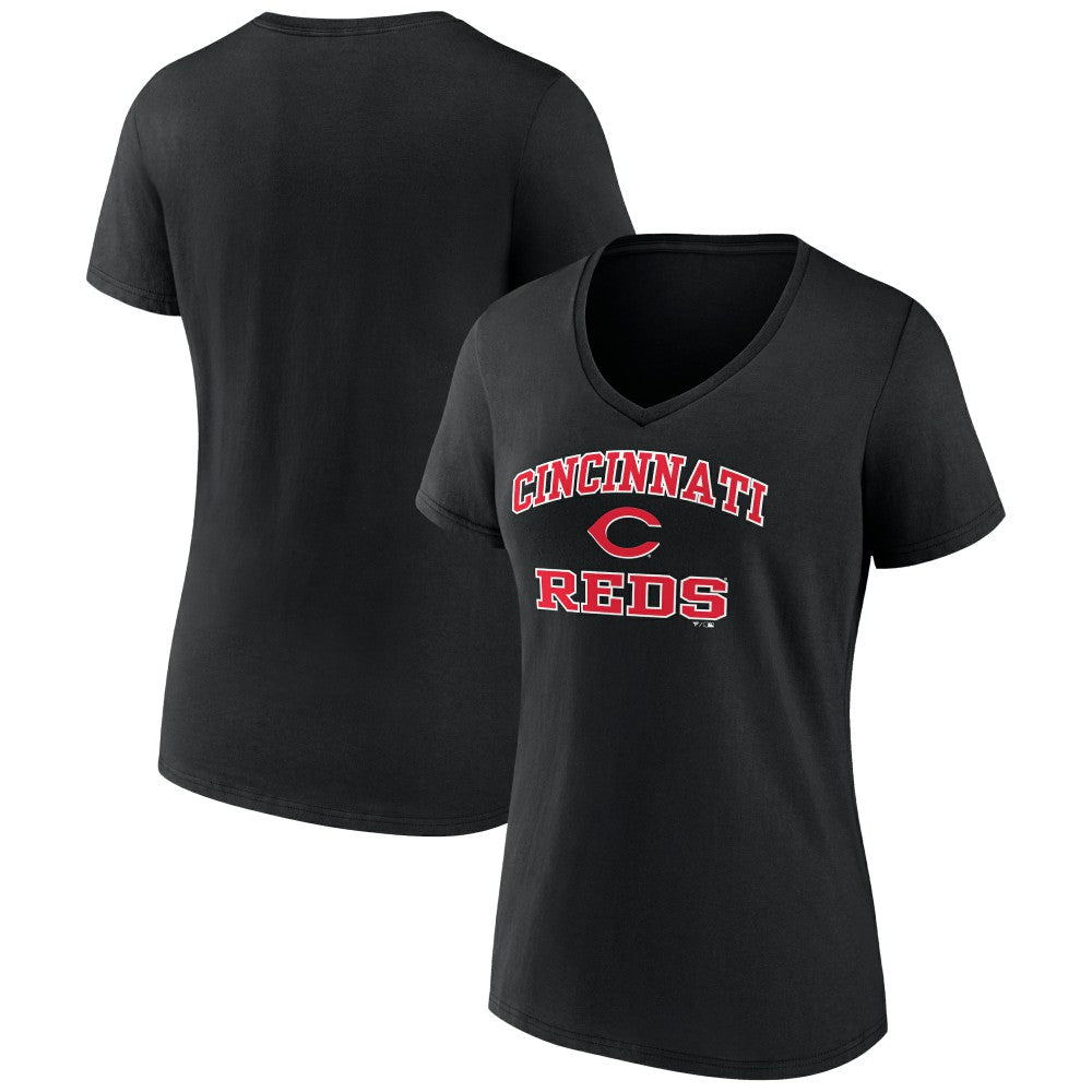 Cincinnati Reds Women's Heart and Soul V-Neck T-Shirt - Black - MLB Online