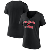 Cincinnati Reds Women's Heart and Soul V-Neck T-Shirt - Black - MLB Online