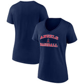 Los Angeles Angels Women's Heart and Soul V-Neck T-Shirt - Navy - MLB Lifestyle