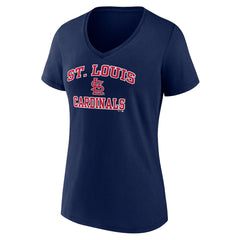 St. Louis Cardinals Women's Heart and Soul V-Neck T-Shirt - Navy - MLB Sale