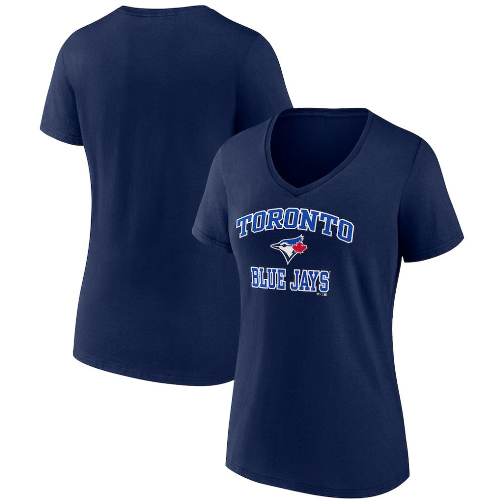 Toronto Blue Jays Women's Heart and Soul V-Neck T-Shirt - Navy - MLB Lifestyle