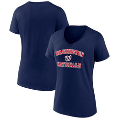 Washington Nationals Women's Heart and Soul V-Neck T-Shirt - Navy - MLB Sale