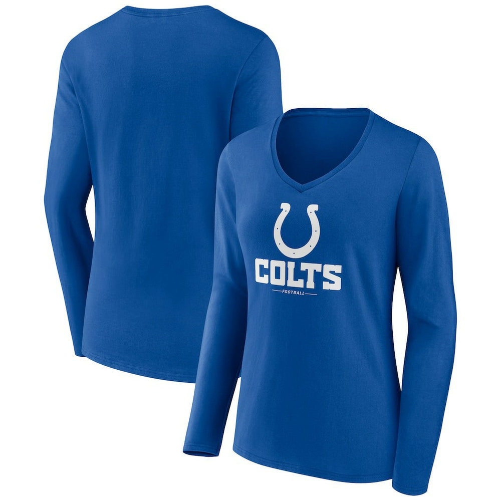 Indianapolis Colts Women's Logo Team Lockup Long Sleeve V-Neck T-Shirt Royal