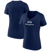 Seattle Seahawks Women's Logo Team Lockup V-Neck T-Shirt College Navy