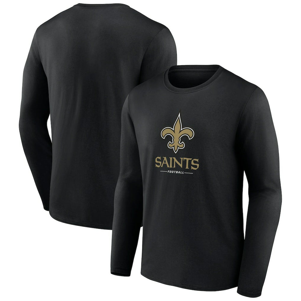 New Orleans Saints Logo Team Lockup Long Sleeve T-Shirt Black
