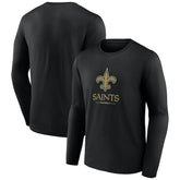 New Orleans Saints Logo Team Lockup Long Sleeve T-Shirt Black