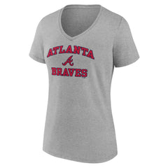 Atlanta Braves Women's Heart and Soul V-Neck T-Shirt - Gray - MLB on Sale