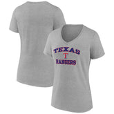 Texas Rangers Women's Heart and Soul V-Neck T-Shirt - Gray - MLB Lifestyle