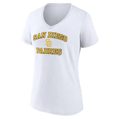 San Diego Padres Women's Heart and Soul V-Neck T-Shirt - White - MLB on Sale