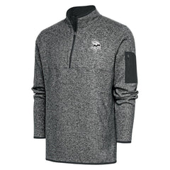 Minnesota Vikings Antigua Metallic Logo Fortune Quarter-Zip Jacket Heather Charcoal