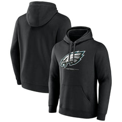 Philadelphia Eagles Logo Team Lockup Fitted Pullover Hoodie Black