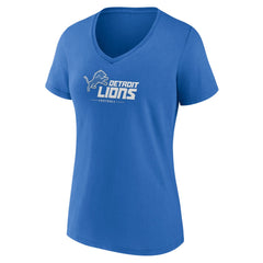Detroit Lions Women's Logo Team Lockup V-Neck T-Shirt Blue