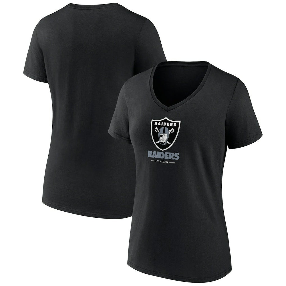 Las Vegas Raiders Women's Logo Team Lockup V-Neck T-Shirt Black
